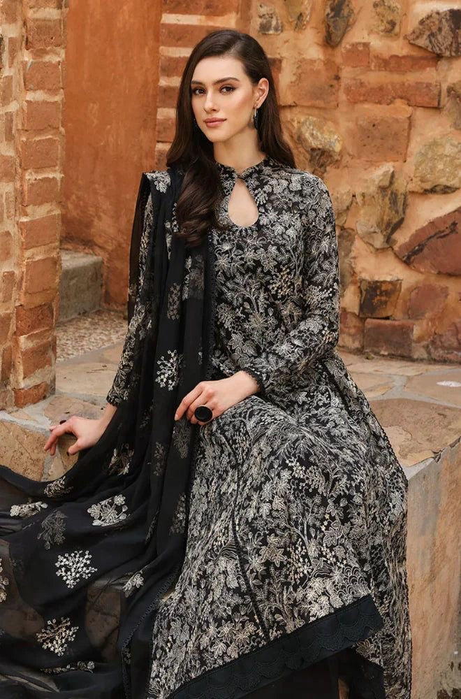 BAREEZE LUXURY EMBROIDERED DHANAK 3PC WINTER DRESS