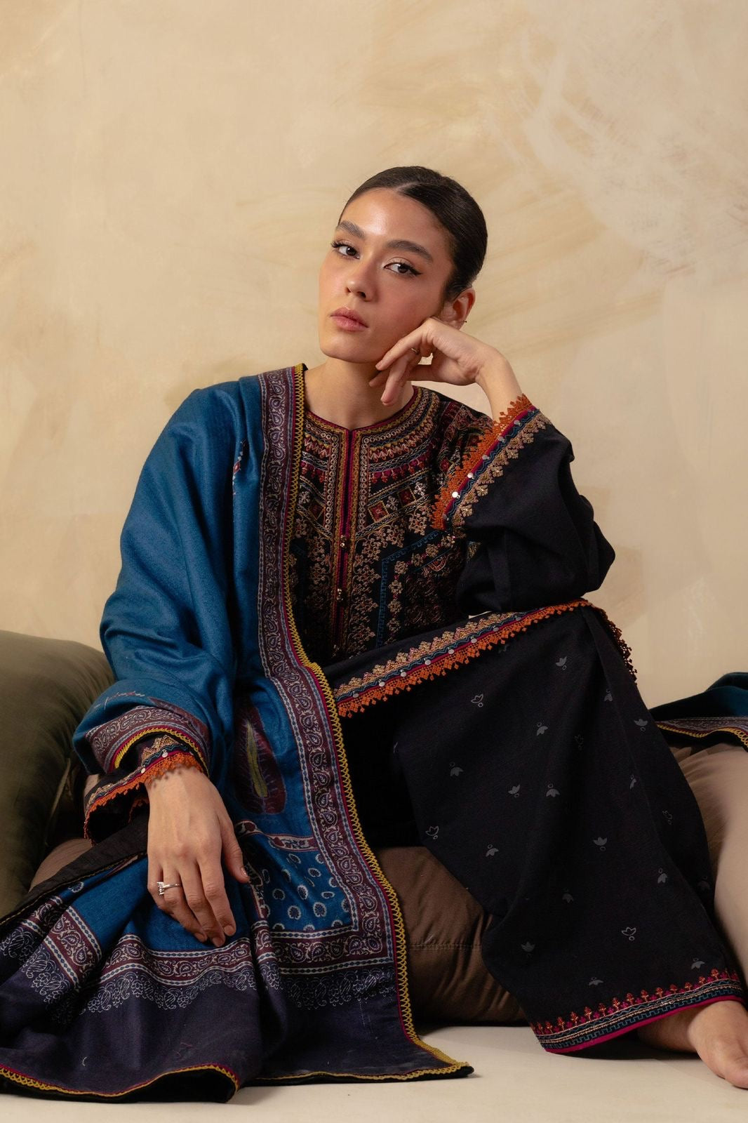 ZARA SHAHJAHAN LUXURY EMBROIDERED DHANAK WINTER 3PC DRESS