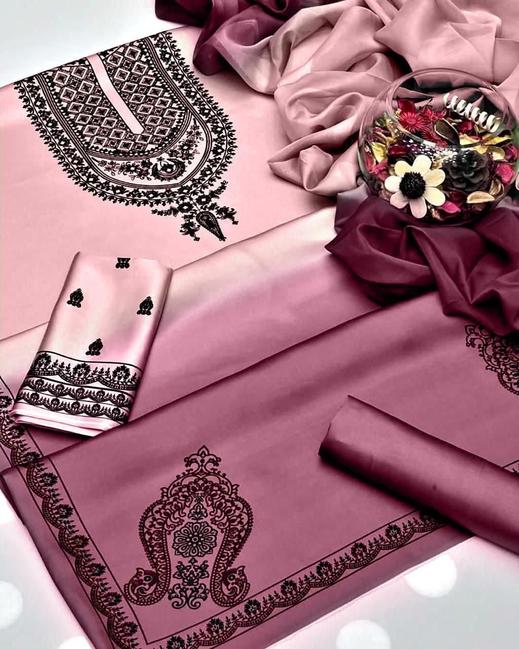 LUXURY SILK PRINTED 3PC D16