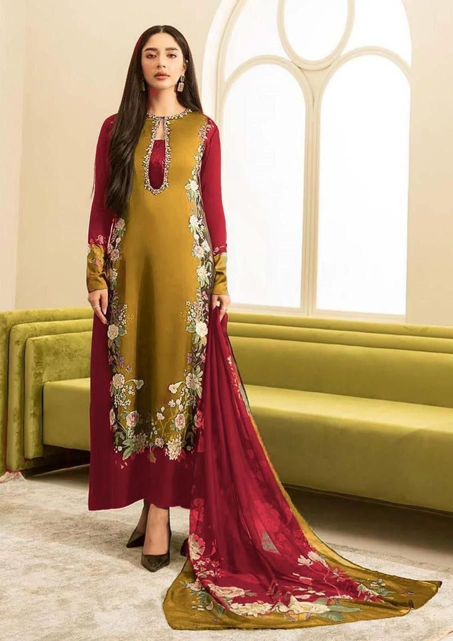 LUXURY SILK PRINTED 3PC D24