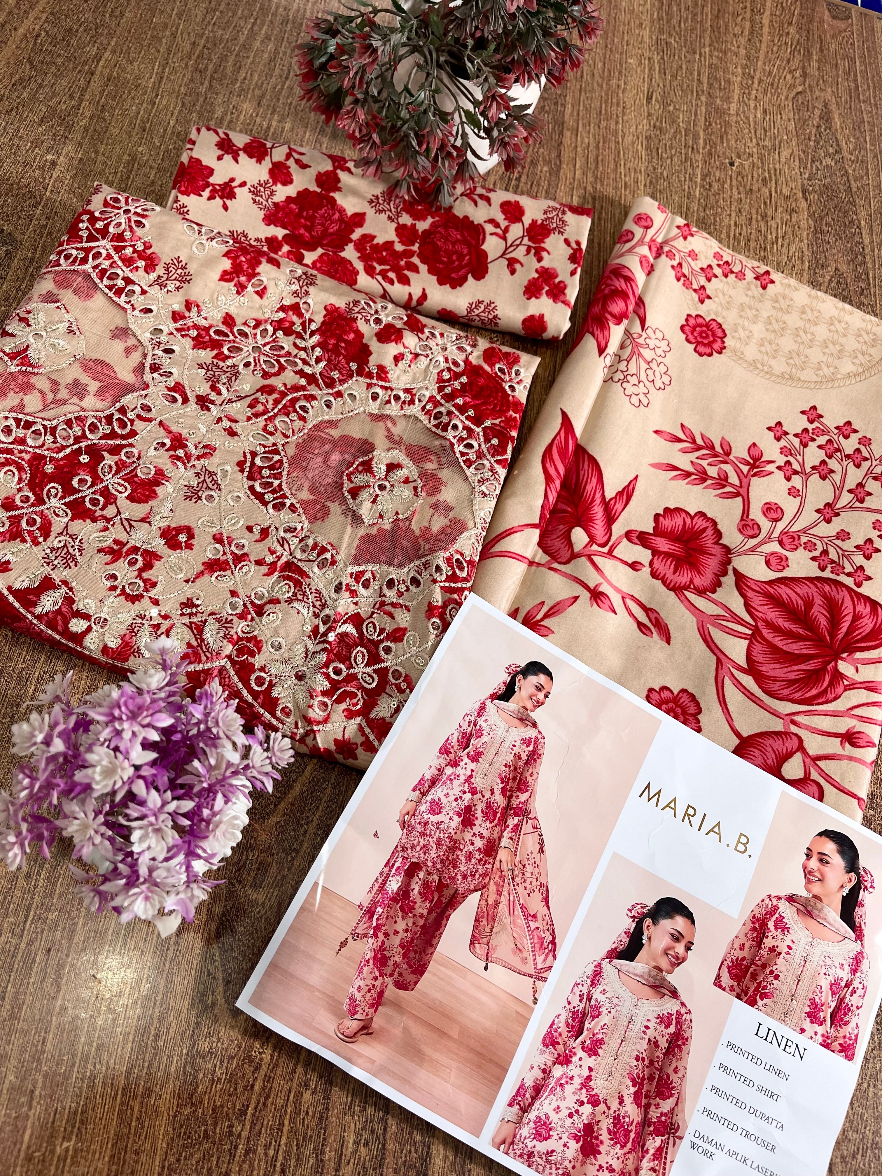 MARIA.B LINEN DIGITAL PRINT WITH DAMAN BORING