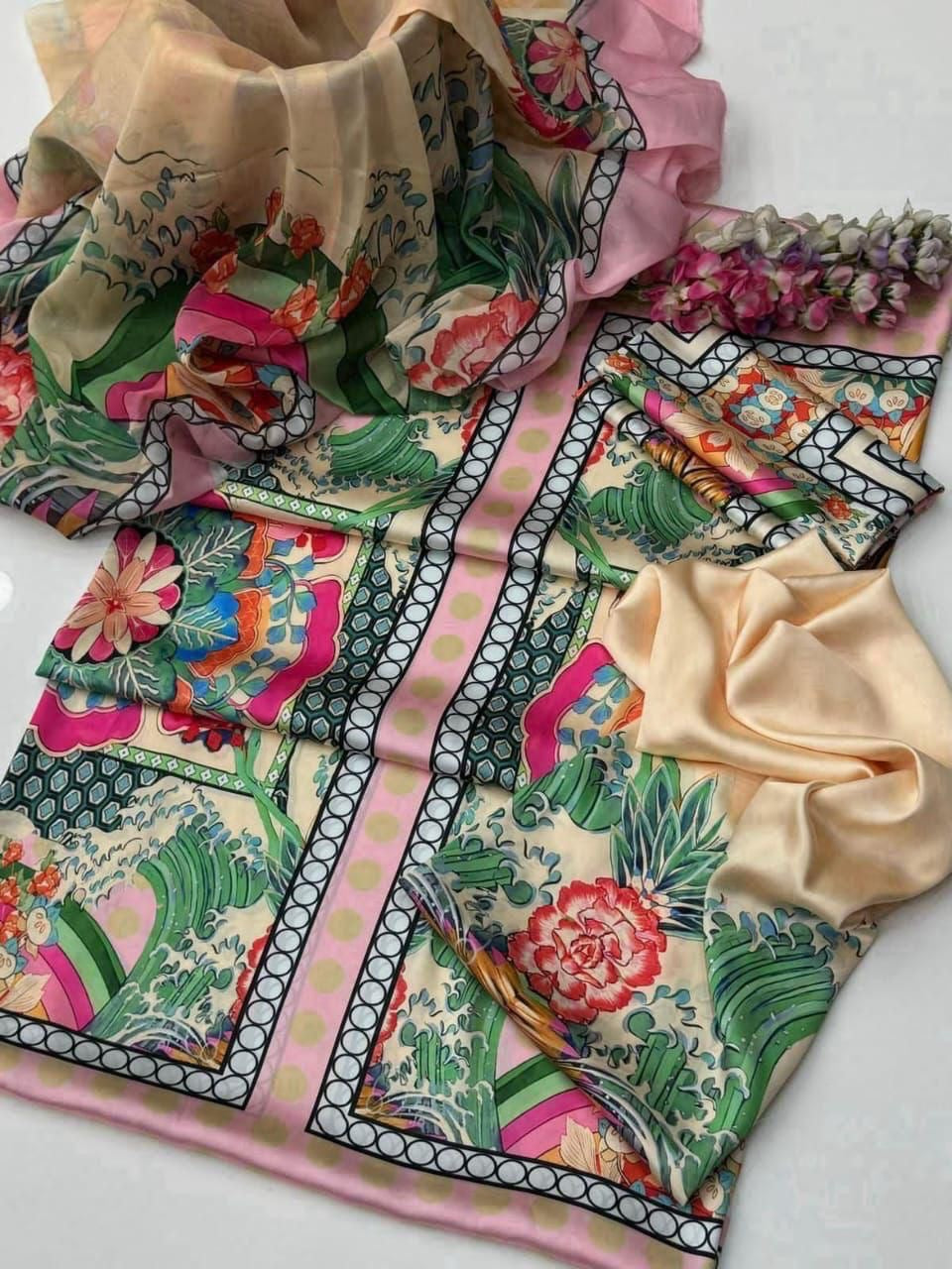 LUXURY SILK PRINTED 3PC D21