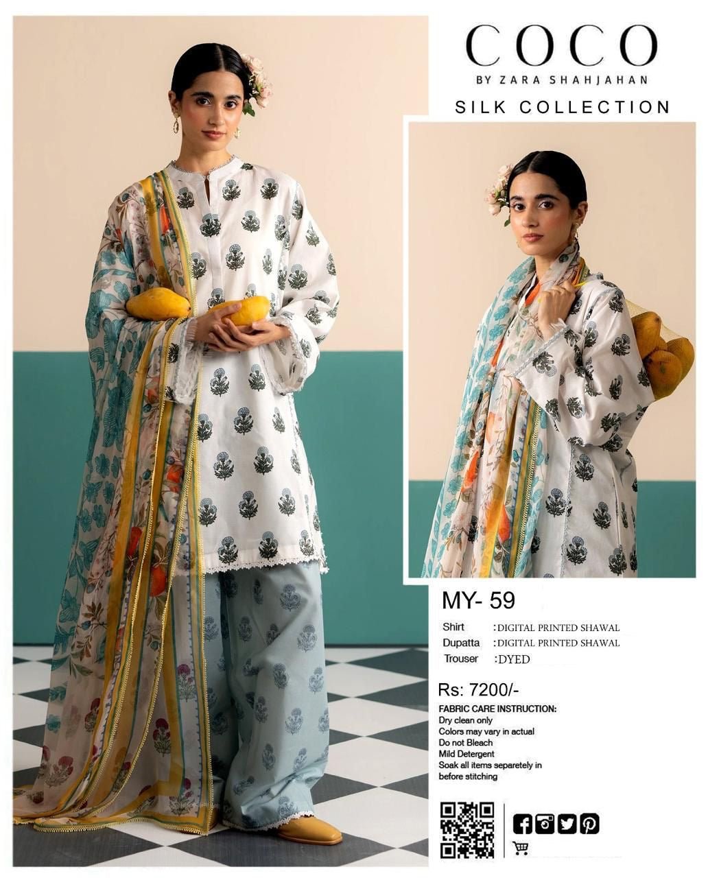 LUXURY SILK PRINTED 3PC D40