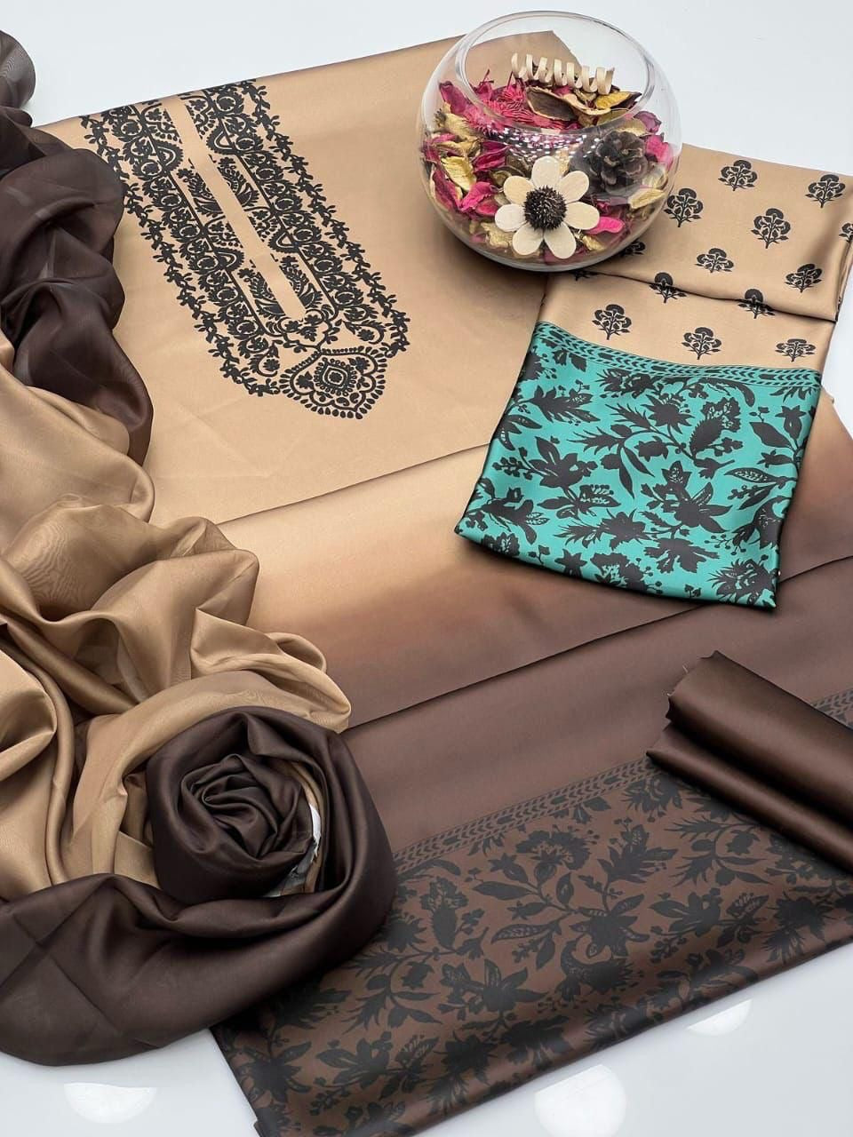 LUXURY SILK PRINTED 3PC D18