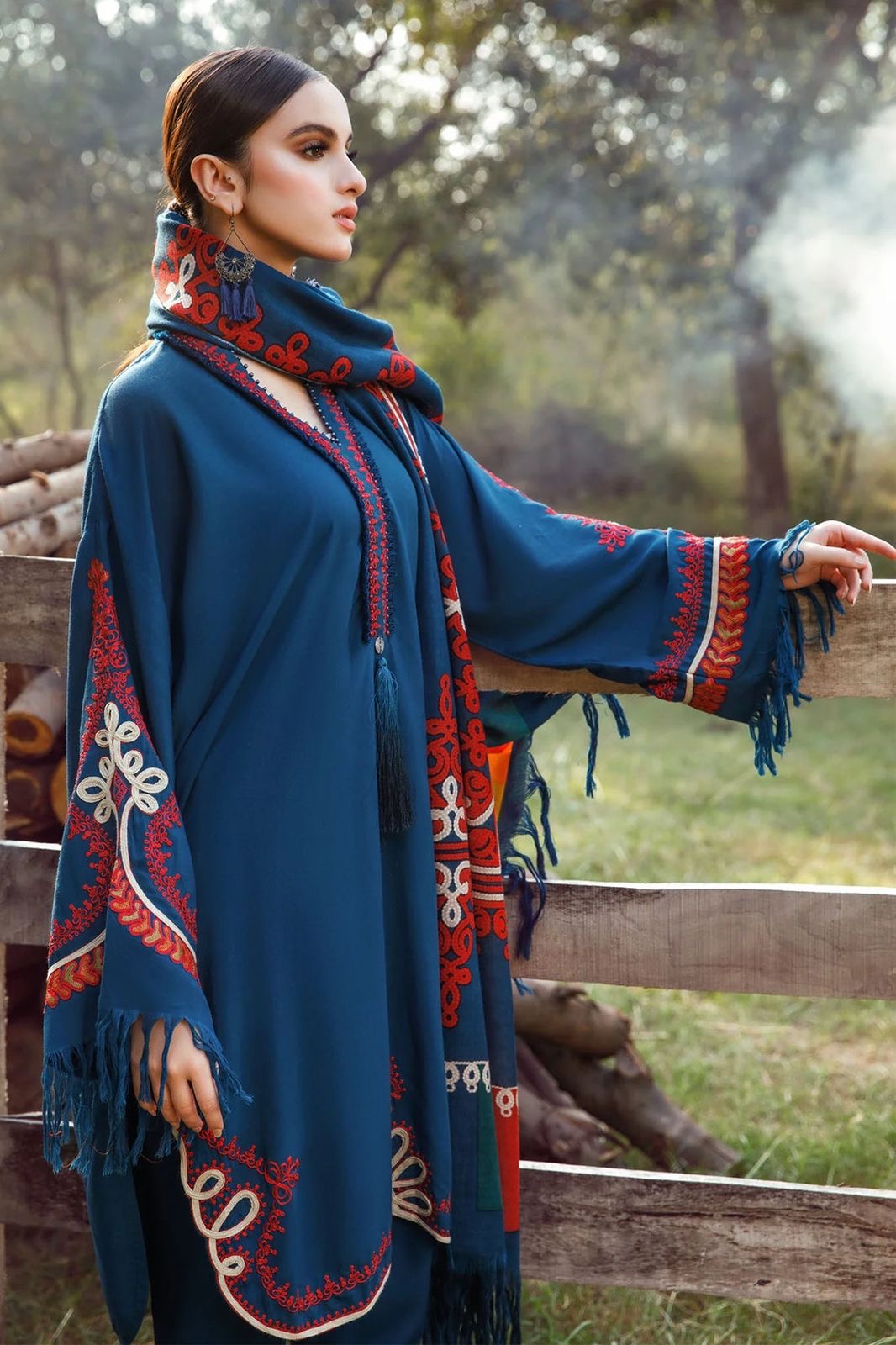 MARIA.B LUXURY EMBROIDERED DHANAK 3PC WINTER DRESS ZINK
