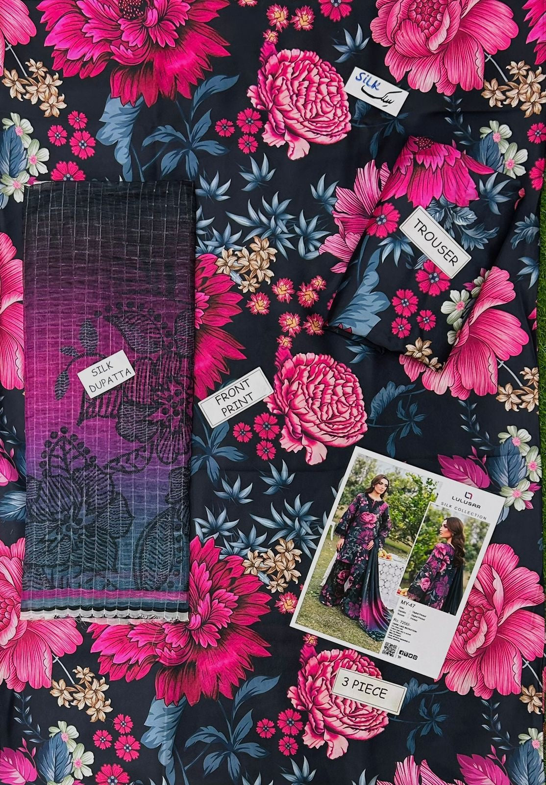 LUXURY SILK PRINTED 3PC D36