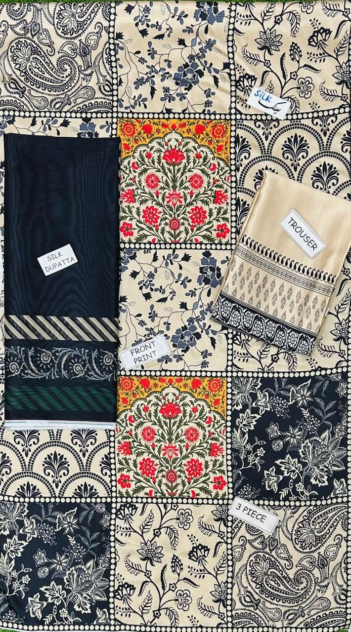 LUXURY SILK PRINTED 3PC D39