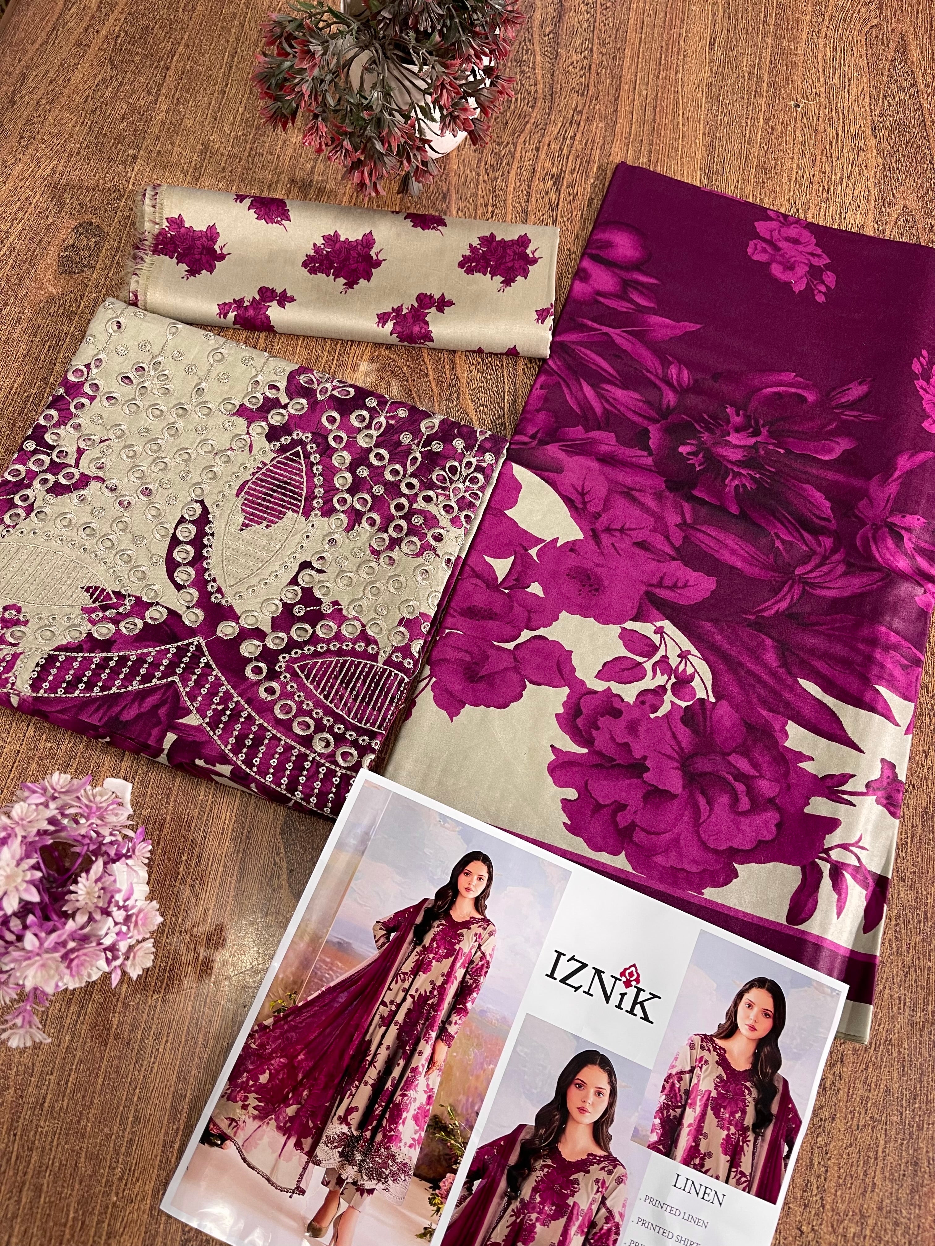 IZNIK LINEN DIGITAL PRINT WITH DAMAN BORING