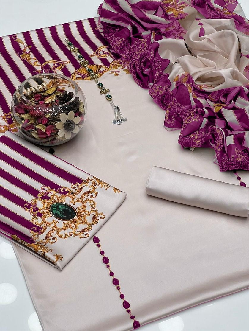 LUXURY SILK PRINTED 3PC D12