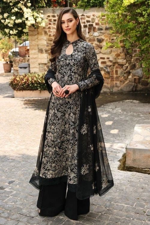 BAREEZE LUXURY EMBROIDERED DHANAK 3PC WINTER DRESS