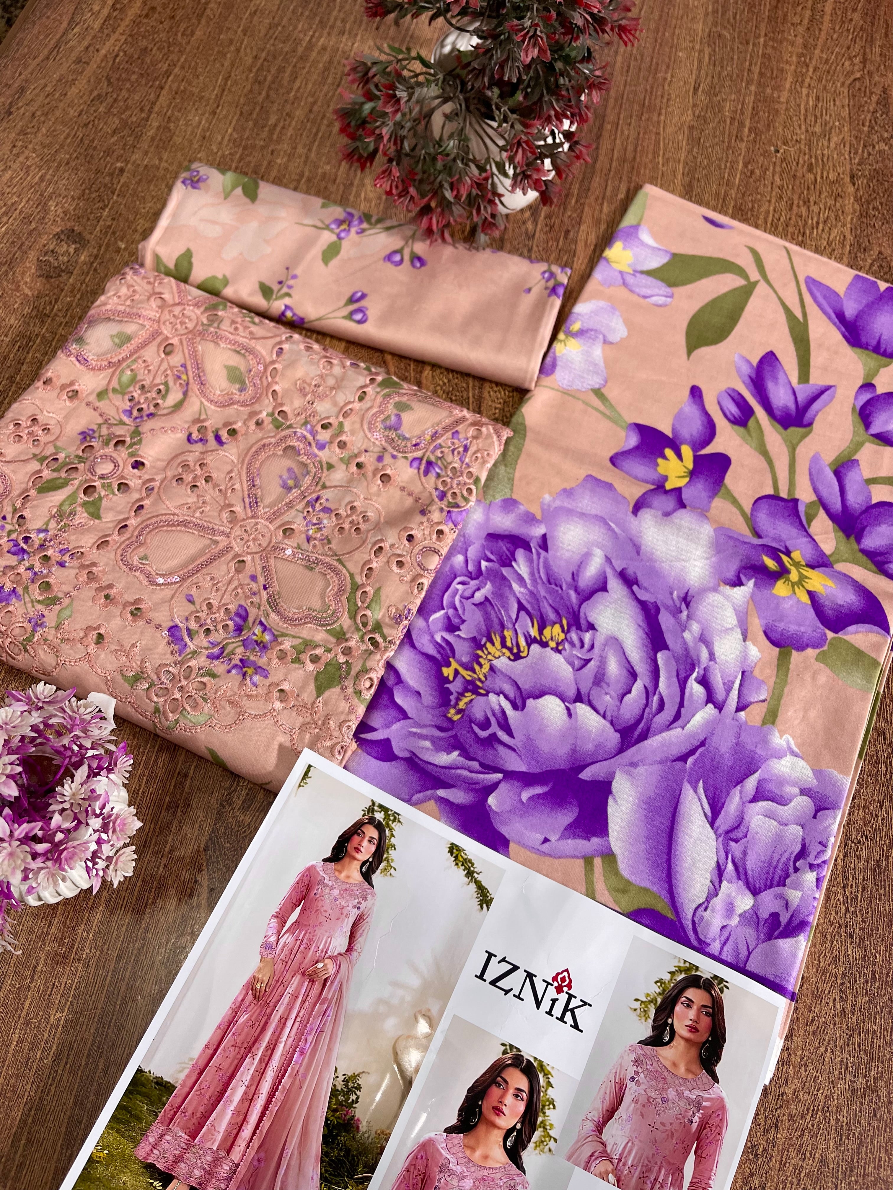 IZNIK LINEN DIGITAL PRINT WITH DAMAN BORING
