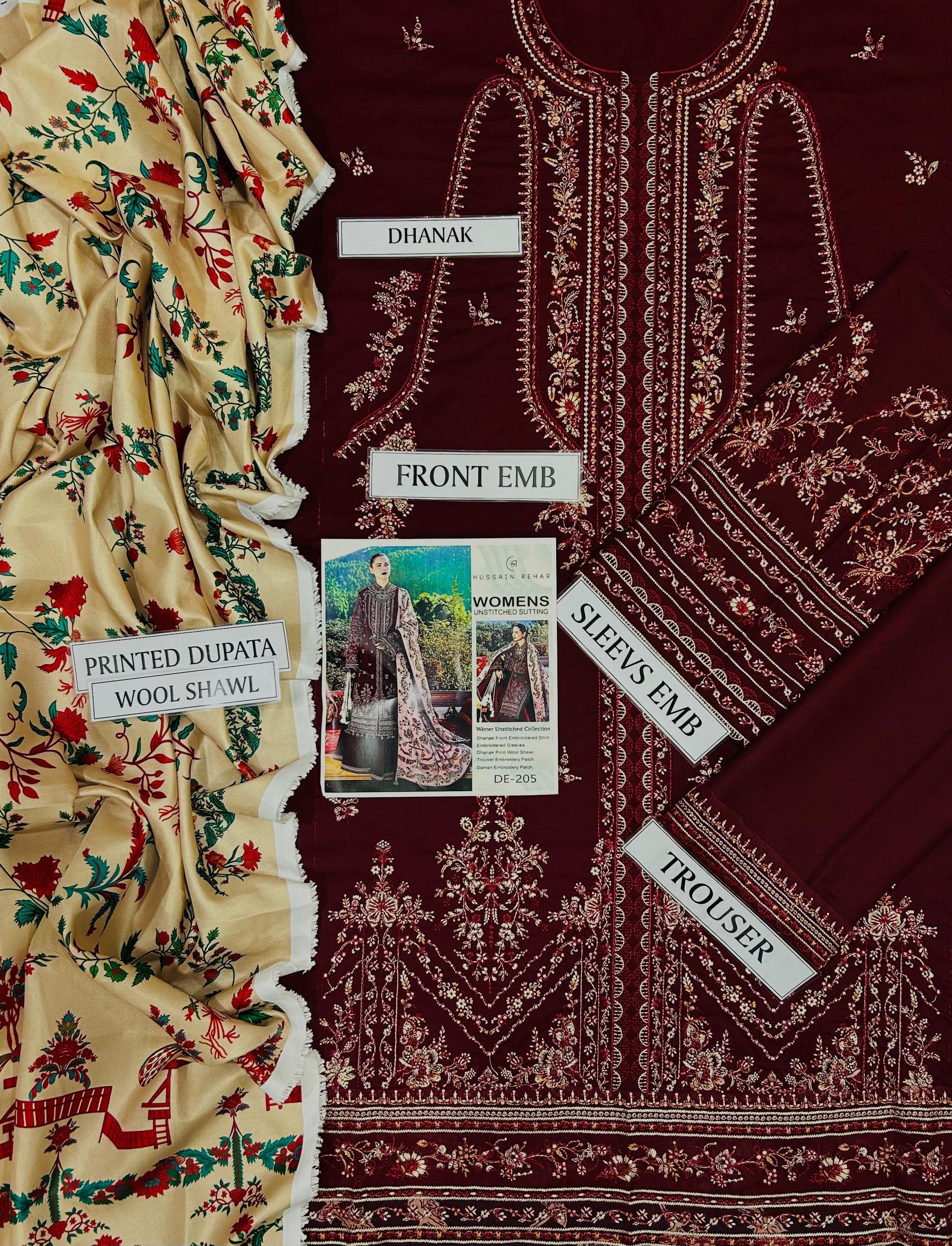 HUSSAIN REHAN LUXURY EMBROIDERED WINTER 3PC D2003
