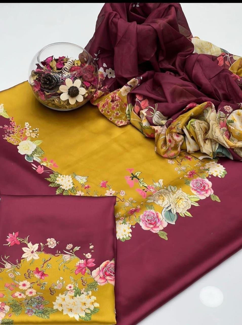 LUXURY SILK PRINTED 3PC D24