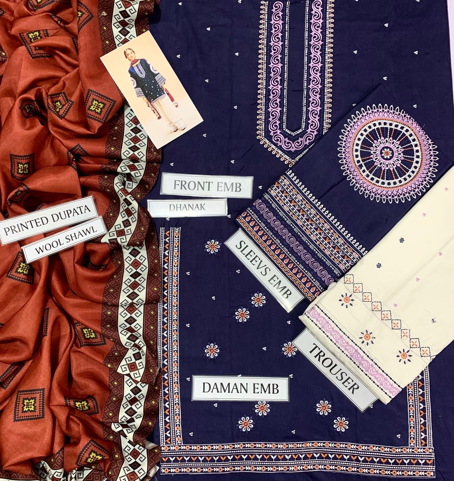 JAZMIN DHANAK LUXURY EMBROIDERED 3PC D01