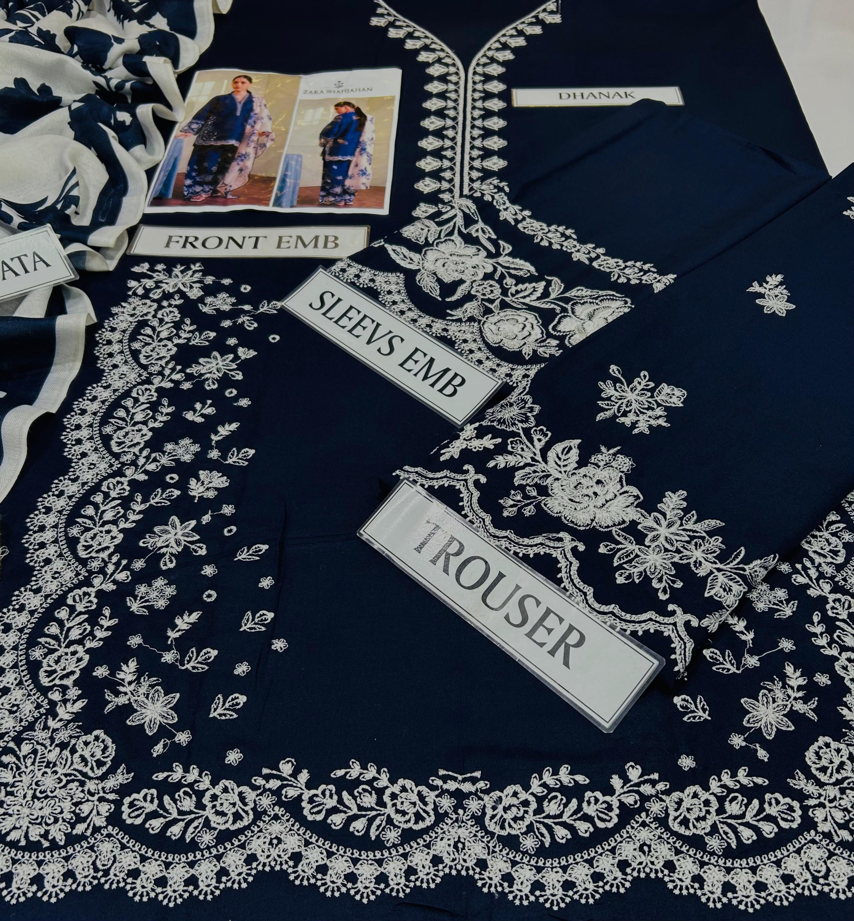 ZARA SHAHJAHAN DHANAK LUXURY EMBROIDERED 3PC D2001