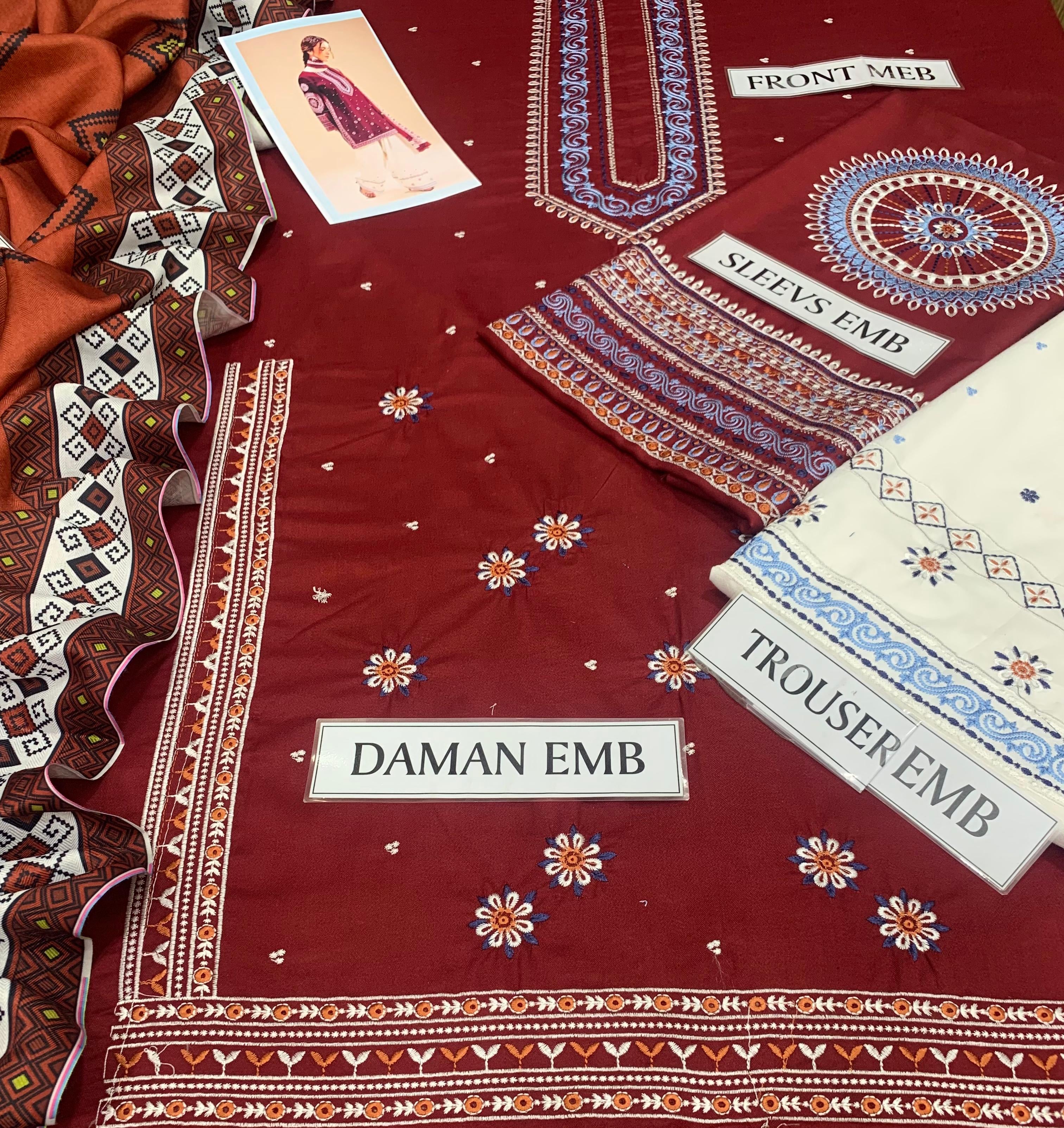 JAZMIN DHANAK LUXURY EMBROIDERED 3PC D02