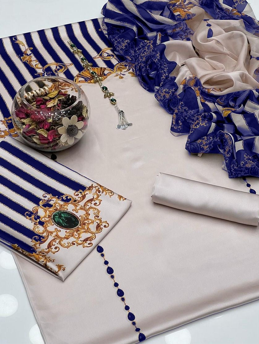LUXURY SILK PRINTED 3PC D10
