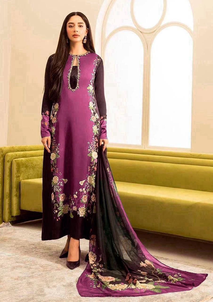 LUXURY SILK PRINTED 3PC D25