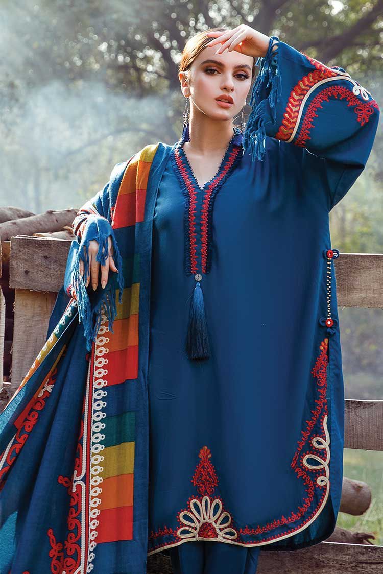MARIA.B LUXURY EMBROIDERED DHANAK 3PC WINTER DRESS ZINK