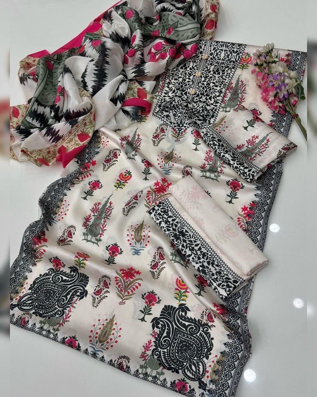LUXURY SILK PRINTED 3PC D03