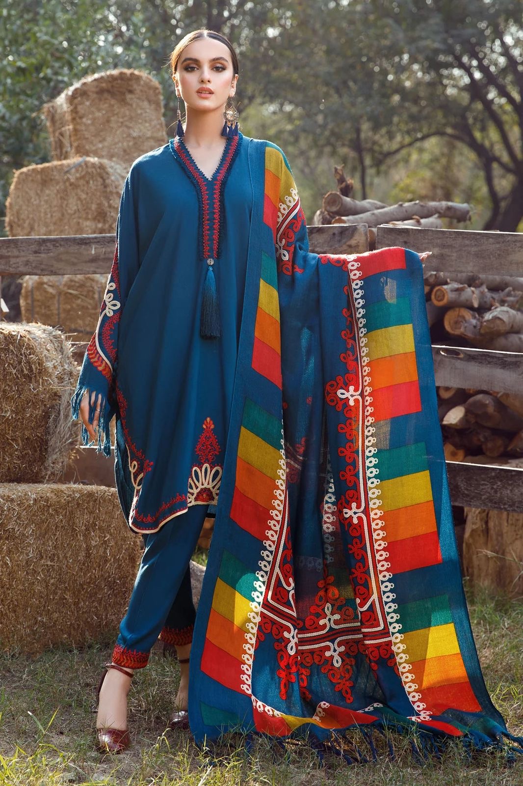 MARIA.B LUXURY EMBROIDERED DHANAK 3PC WINTER DRESS ZINK