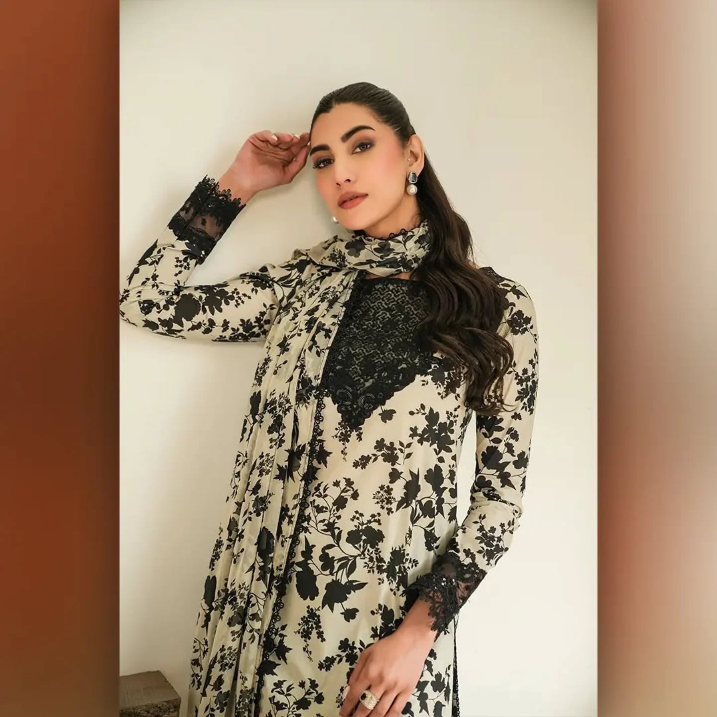 ANEELA.S BLACK SKIN LINEN EMBROIDERED WINTER 3 PIECE UNSTITCH SUIT